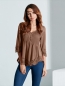 Pleated Lace Patchwork Three Quarter Sleeve Blouse