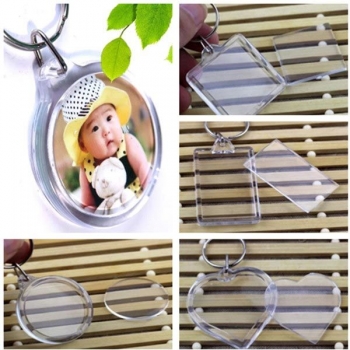 Kunststoff transparent Blank Insert Bilderrahmen Schlüsselanhänger Keyring