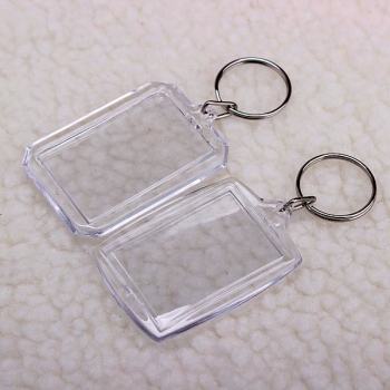 Kunststoff transparent Blank Insert Bilderrahmen Schlüsselanhänger Keyring