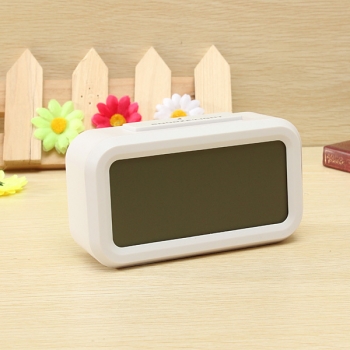 Lichtempfindliche Digital LCD Snooze Wecker Weiß LED Beleuchtung