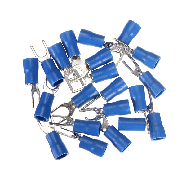 20pcs Schrumpf Blau Verdrahtung Crimp Kolben Gabelkabelsteckverbinder