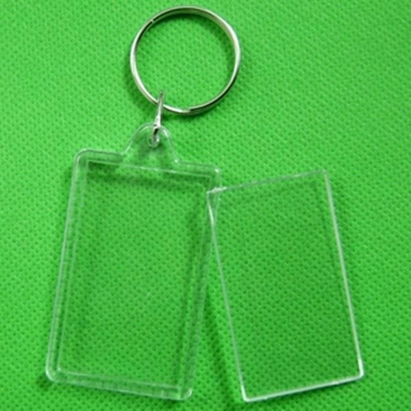 Kunststoff transparent Blank Insert Bilderrahmen Schlüsselanhänger Keyring