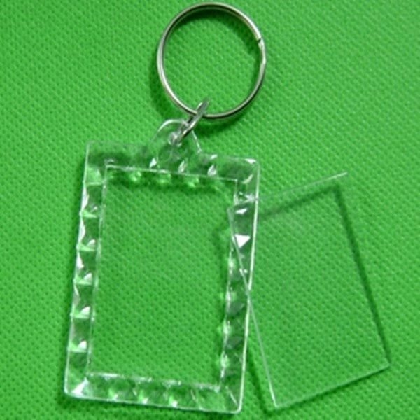 Kunststoff transparent Blank Insert Bilderrahmen Schlüsselanhänger Keyring