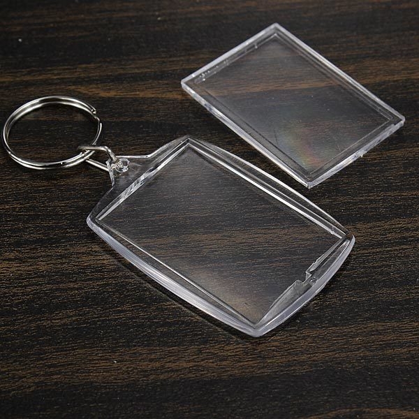 Kunststoff transparent Blank Insert Bilderrahmen Schlüsselanhänger Keyring