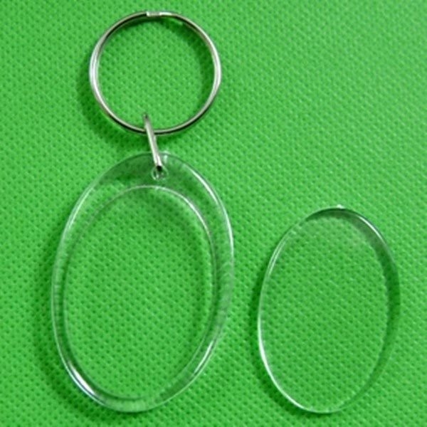 Kunststoff transparent Blank Insert Bilderrahmen Schlüsselanhänger Keyring