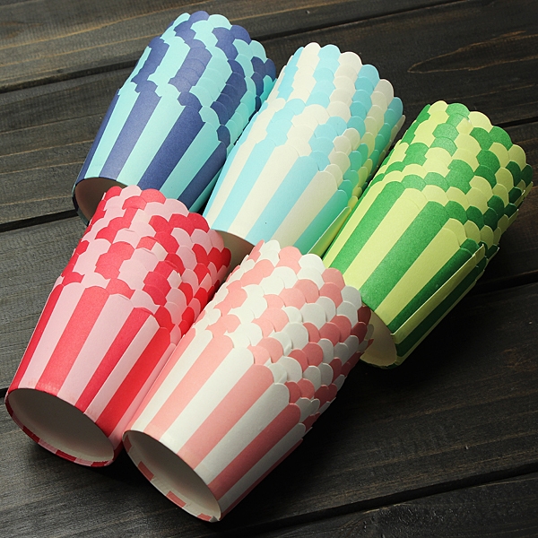 50pcs Kuchen Backen Papier Stripe Muffin Cup Hochzeit